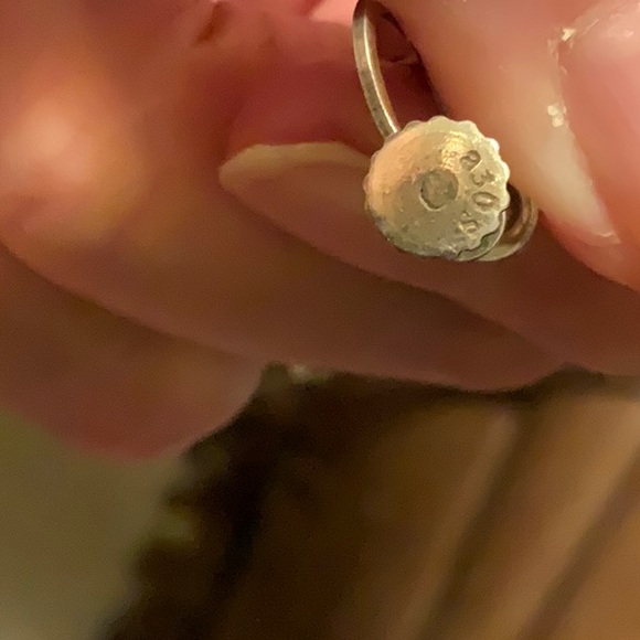 Ivan Holth Sterling Norway White Enamel Guilloche Screw Back Earrings Vintage - Picture 6 of 10